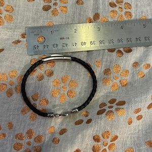 Canvas leather braded anchor bracelet